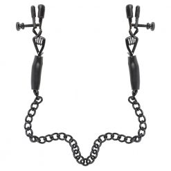 Alternative view of Fetish Fantasy Adjustable Nipple Chain Clamps Black