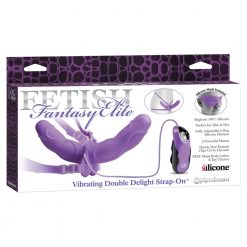 Fetish Fantasy Elite Vibrating Double Delight Strap-On Purple