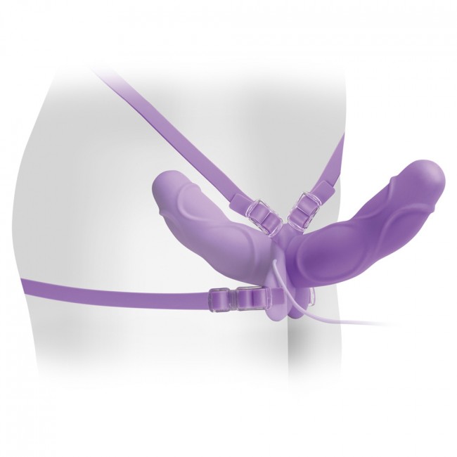 Fetish Fantasy Elite Vibrating Double Delight Strap-On Purple - Image 3