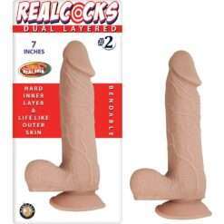 RealCocks Dual Layer Bendable Dildo 7 Inch Vanilla