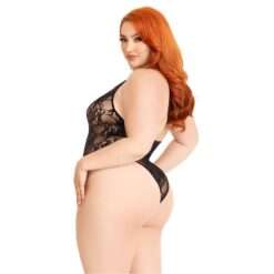 Leg Avenue Floral Lace Deep-V Teddy Plus Size - Image 8