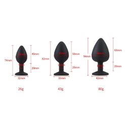 Toosh Silicone Butt Plug Black Set of 3 Clear Stone - Image 11