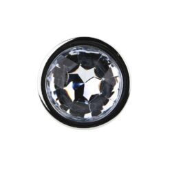Toosh Silver Metal Butt Plug Medium Clear Stone - Image 5