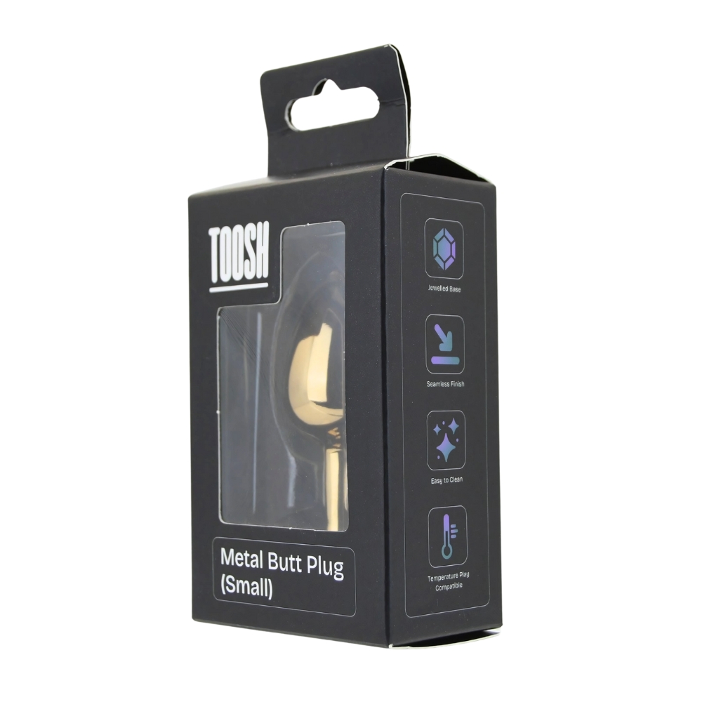 Toosh Gold Metal Butt Plug Small Pink Stone - Image 9