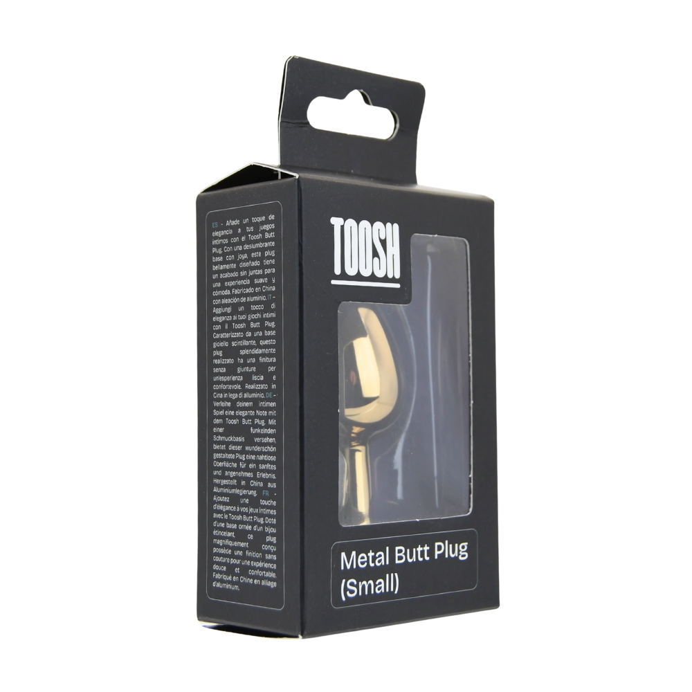 Toosh Gold Metal Butt Plug Small Pink Stone - Image 10
