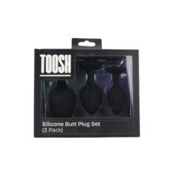 Toosh Silicone Butt Plug Black Set of 3 Clear Stone - Image 13