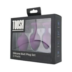 Toosh Silicone Butt Plug Purple Set of 3 Clear Stone - Image 11