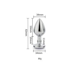 Toosh Silver Metal Butt Plug Medium Clear Stone - Image 6