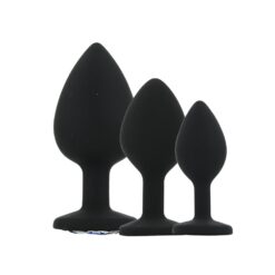 Toosh Silicone Butt Plug Black Set of 3 Clear Stone - Image 3