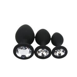 Toosh Silicone Butt Plug Black Set of 3 Clear Stone - Image 4