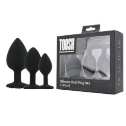Toosh Silicone Butt Plug Black Set of 3 Clear Stone - Image 14