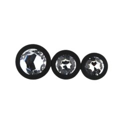 Toosh Silicone Butt Plug Black Set of 3 Clear Stone - Image 6