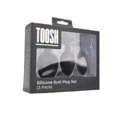 Toosh Silicone Butt Plug Black Set of 3 Clear Stone - Image 10