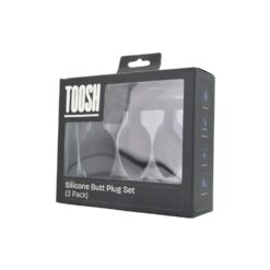 Toosh Silicone Butt Plug Black Set of 3 Clear Stone - Image 12